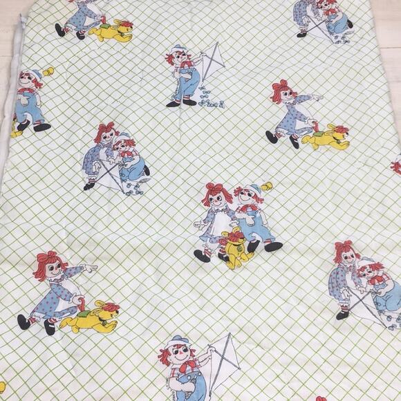 Vintage Raggedy Ann & Andy plaid kids baby quilted blanket - Picture 2 of 3
